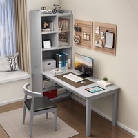 Bureau d'angle en bois massif avec bibliothèque intégrée, bureau d'étude moderne et minimaliste pour chambre à coucher, bureau d'ordinateur à domicile FJX9000