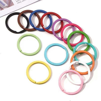 Vente en gros de porte-clés plats de 30 mm, anneaux en O colorés personnalisés, porte-clés fendus en vrac, accessoires pour clés de voiture, porte-clés en métal DIY