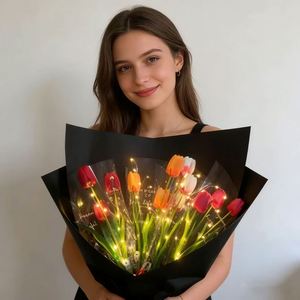 Éxito de Ventas Transfronterizo: Decoraciones Creativas Luminosas de Tulipanes y Flores Artificiales para Fiestas, Regalos para el Día de la Madre - Product Image 6
