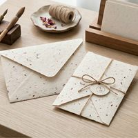 Kartu Ucapan Kertas Katun Buatan Tangan Estetika Vintage Amplop Desain Bunga 3D Timbul Tekstur Mewah Undangan Pernikahan