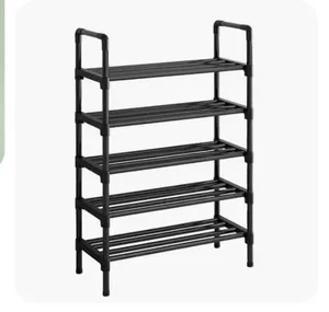 Black Metal Shoe Tower, 4-Tier, 20-Pair Prateleira de armazenamento, Standing Shoe Rack