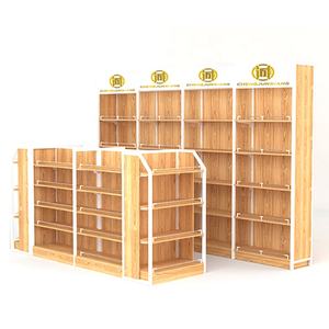 מדפי סופרמרקט מדפי מכולת מדפי עץ ומתכת בית מרקחת מתלה תצוגה גונדולה - Product Image 5