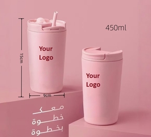 Vaso Térmico de Acero Inoxidable 304 de 450 ml, Diseño Premium, <span class=keywords><strong>Taza</strong></span> de Café con Tapa y Pajita, Logotipo Personalizado para el Mercado Saudí - Product Image 2