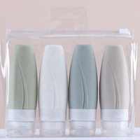 Petit flacon de voyage portable en silicone de qualité alimentaire, mignon, anti-fuite, approuvé par la TSA, 60 ml, 90 ml, imprimé à l'écran, pour lotion, shampoing, crème pour le visage