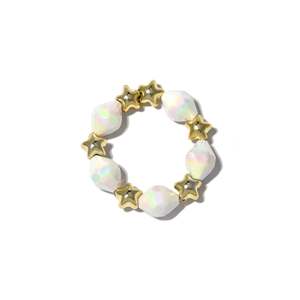 Pulsera de Moda con Cuentas, Acero Inoxidable 316L, Baño de Oro PVD, Cuentas de Estrella Resistentes y Sostenibles, Perlas Iridiscentes - Product Image 1