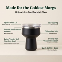 Verre à cocktail à longue tige en acier inoxydable 304, 470 ml, tasse isotherme sous vide avec paille pour café/boissons glacées et utilisation à froid/chaud