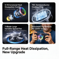 Ventilateur de refroidissement magnétique pour téléphone UGREEN LP1012 30W TEC Semiconductor avec écran numérique RGB pour jeux et streaming en direct