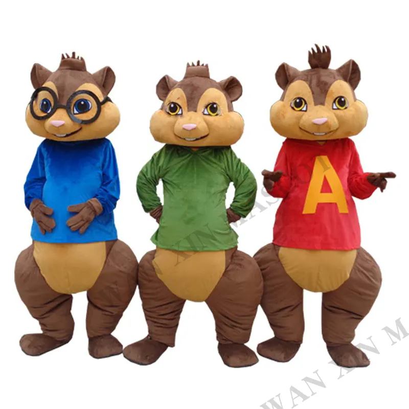 Alvin En Eekhoorn Volwassen Mascotte Kostuum Chipmunk Dier Mascotte Kostuum Plushie Mascotte