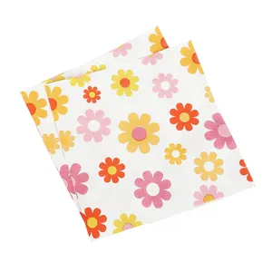 shunli Disposable Daisy Flower Decorative Party Napkin for Baby Shower Birthday Wedding Seasonal Holiday