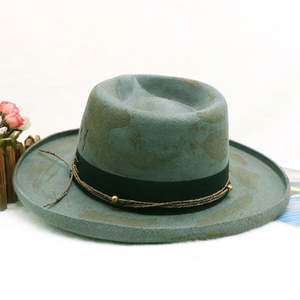 หมวกสักหลาดขนสัตว์ทรงวินเทจ รุ่นใหม่ CL0530E ขายส่ง หมวกเฟโดราปีกแบนทรงดินสอ สำหรับทั้งชายและหญิง - Product Image 3