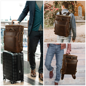 Custom Vintage Cowhide Travel Laptop Handmade Business Work Bag Crazy Horse <strong>Leather</strong> BackPack Men Genuine <strong>Leather</strong> Backpack - Product Image 2