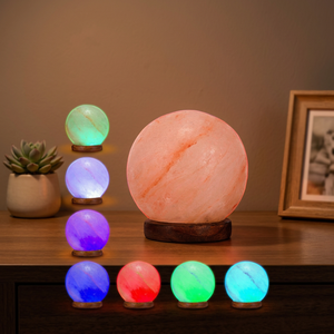 Sphère en matériau organique rose de l'Himalaya, sculptée à la main, alimentée par USB, décoration d'intérieur, purification de l'air, certifiée ISO9001 - Product Image 3
