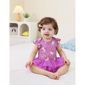 BambooBud Body imprimé licorne pour bébés filles, avec jupe en tulle, tenue d'été sans manches, 3-24 mois - Product Image 5