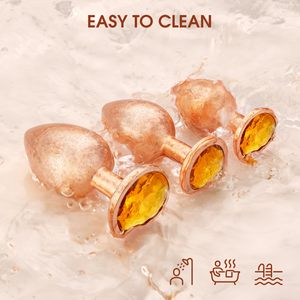 Maßgefertigte Großhandels-Analdehner Vaginale Masturbation Juwelen-Goldener Metall-Analplug Butt Plug Sets für Frauen Männer Erwachsenenspielzeug - Product Image 4