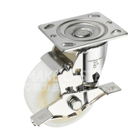 Jianli – roulettes pivotantes en acier inoxydable, chariot à rouleaux de frein PA Nylon robuste SUS 304/316L 4 5 6 8 pouces x 2 pouces