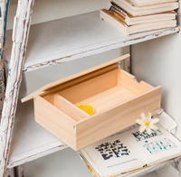 Boîte de rangement rectangulaire en bois de pin avec logo personnalisé, fabriquée à la main, avec impression par estampage