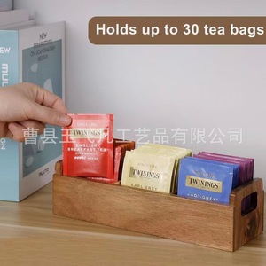 <b>Solid</b> <b>Wood</b> Tea Bag Box 24x8x6.6cm Sturdy Storage Organizer For Tea Room - Product Image 5