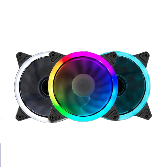 12CM Dual Ring LED Fluid Bearing ARGB Cooling Fan 120x120x25mm Computer Case Plastic Heatsink Customizable Colors 4pin OEM