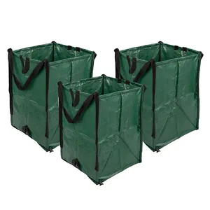 170L Foldable reusable plastic leaf collector and lawn garden paper garden waste bag