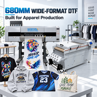 Imprimante DTF industrielle HANYING HY-6804 de 68 cm avec 4 têtes I3200A1, alimentation automatique en encre pour la ligne d'impression textile sur coton et polyester