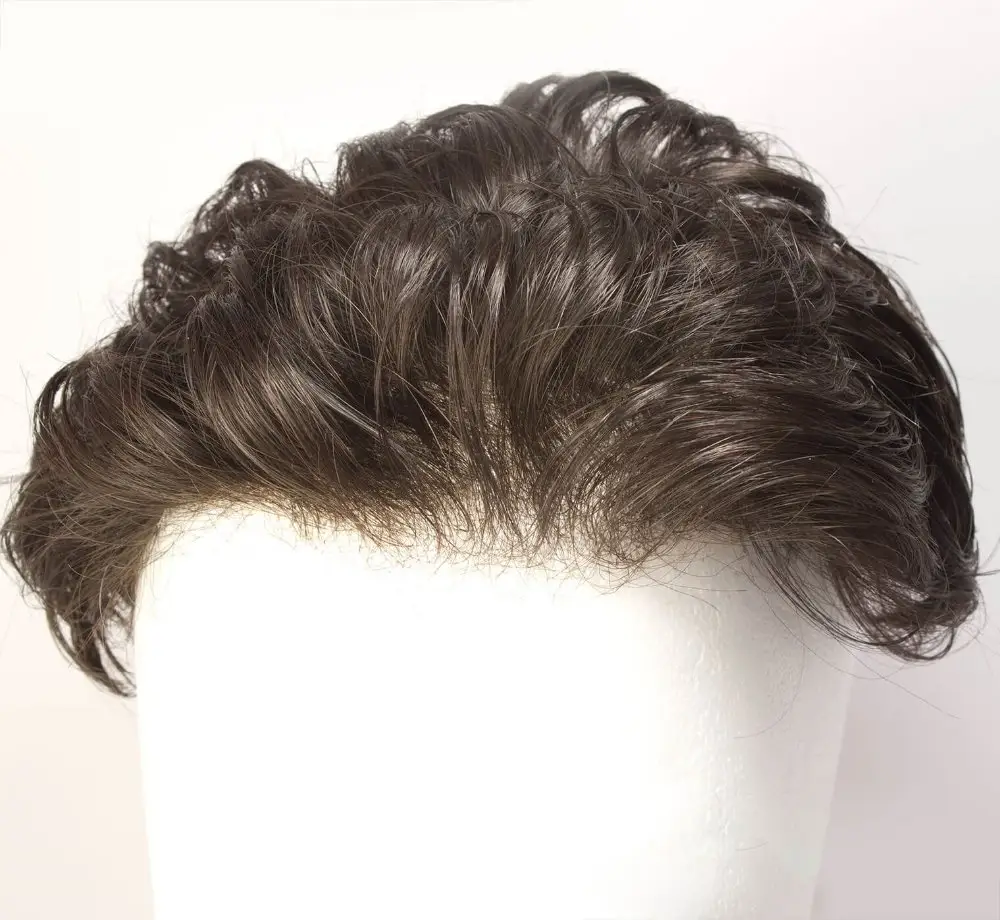 natural looking PU V loop toupee hair piece ultra thin skin V-loop human hair prosthesis for men