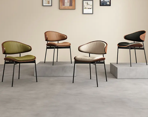 Chaise de salle à manger de restaurant en bois <span class=keywords><strong>patchwork</strong></span> nordique simple en tissu noyer pu - Product Image 2