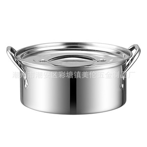 Stainless Steel Soup Pot Set 4-Piece Induction Compatible Kitchen <b>Cookware</b> For Home Use - Product Image 5