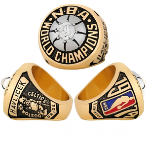 Bague de championnat plaquée or des <span class=keywords><strong>Boston</strong></span> <span class=keywords><strong>Celtics</strong></span> 1974, bijou géométrique avec joueur de basket-ball John Havlicek - Product Image 1