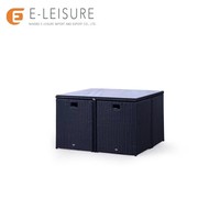 Ensemble de table à manger en rotin d'extérieur moderne avec structure en fer, 8 places, facile à nettoyer