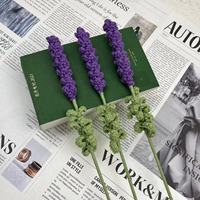 Bunga rajut buatan tangan buatan tangan, dekorasi Interior, bunga Lavender, bunga Crochet ungu