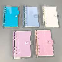 Protège-cahiers transparents souples en PVC format A5/A6 à 6 anneaux, avec fermeture à pression