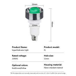 Kontroll leuchte <span class=keywords><strong>PL</strong></span> Serie 12MM LED Panel Kontroll leuchten Elektrische Ausrüstung Signal Lampe AC/DC12V 24V 220V 380V - Product Image 6