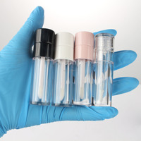 Tube de rouge à lèvres vide en plastique recyclable de 4 ml avec bouchon à vis et applicateur, impression sérigraphique, couleur personnalisée, estampage doré, emballage cosmétique