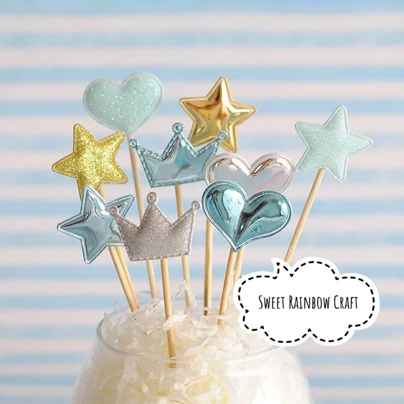Topper Per Torta A Stella - 5 Pezzi Per Cupcake E Torte | Decorazione Glitter Sicura Per Compleanni E Matrimoni - Foto 3