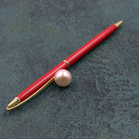 Bolígrafo de metal personalizado para mujer, bolígrafo con logotipo promocional de gel decorativo de perlas para marketing de negocios de oficina