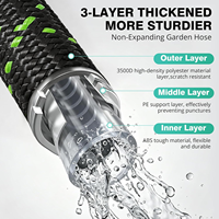 Tuyau d'arrosage léger, tuyau d'eau non extensible avec buse, haute résistance ; résistant aux éclats ; anti-fuite ; ultra flexible