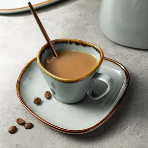 Creative caffè Latte tazze Spot grigio in ceramica arabo giapponese stile Vintage 110ml 200ml tazza di caffè Espresso e piatto con piattino