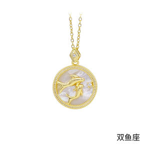 Csja — collier pendentif en laiton plaqué or, bijou classique, en zircon, blanc, mère de perle, coque <span class=keywords><strong>horoscope</strong></span>, modèle <span class=keywords><strong>2021</strong></span>, XL61028 - Product Image 5