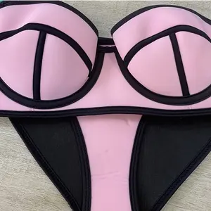 Großhandel Custom Fashion Sports Sexy brasilia nische Macaron Farbe Bikini Teen Girls Pink Neopren High Level Diving Bademode