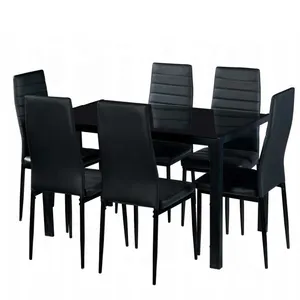 Бесплатный образец Дешевая современная Горячая продажа набор столовой мебели Европейский прямоугольный стеклянный черный обеденный стол