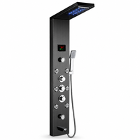 Ensemble de douche intelligent en acier inoxydable avec douchette intégrée à cinq modes de pulvérisation multifonctionnels et écran LED pour salle de bain