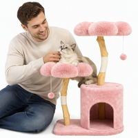 Arbre à chat moderne de luxe, tour pour chat d'intérieur, griffoir en peluche, maison pour chat avec jouet, matériau en sisal, 2 niveaux, carton