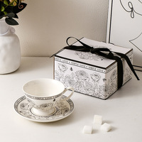 Français rétro porcelaine tasse à café soucoupe ensemble luxe Floral Rose Garden Design 200ml capacité haute valeur après-midi thé boîte-cadeau