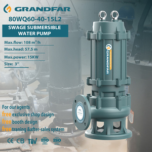 Bomba Sumergible para Drenaje de Aguas Residuales Industriales Grandfar de Hierro Fundido, 15KW, 108m3/h, Modelo 80WQ60-40-15, Alta Potencia de Salida de 15KW - Product Image 1