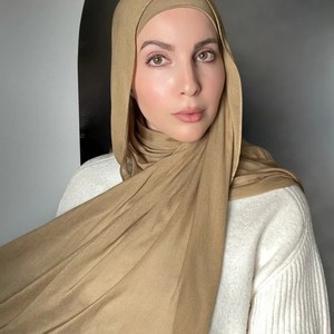 Châle modal uni de haute qualité 180*70cm avec <span class=keywords><strong>écharpe</strong></span> en jersey de coton assortie Hijab pour femmes musulmanes - Product Image 2