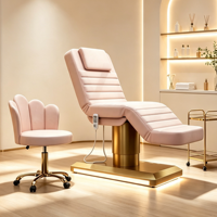 Holzmaserung Fußsteuerung LED-Basis 3-Motoren-Massage-Schönheitsliege Schönheitssalon 3-Motoren-Massageliegen Salonmöbel