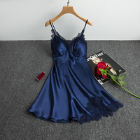Vente en gros de deux pièces ensemble de vêtements de nuit pour femmes en satin de soie glacée costumes de nuit pour femmes en satin de soie nuisette de lune de miel sexy
