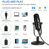 YARMEE USB Studio Condenser Mic Kit Support de bras pliant pour PC Streaming & Enregistrement Gaming Teaching