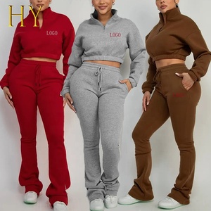 Nuovi Arrivi Abbigliamento Autunno Inverno Felpa a Maniche Lunghe con Jogger Donna Tuta in Pile Spesso Set Jogger per Donna - Product Image 1