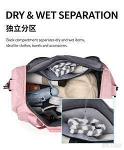 Bolsa de Viaje Acolchada Impermeable, Bolsa de Gimnasio de Gran Capacidad, Bolsa de Mano para Pasar la Noche con Separación para Ropa Seca y Mojada, Bolsa de Hombro Portátil - Product Image 3